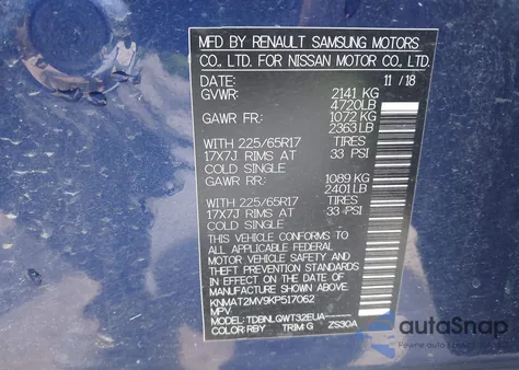 2019 Nissan Rogue Sv from USA, damaged, VIN KNMAT2MV9KP517062